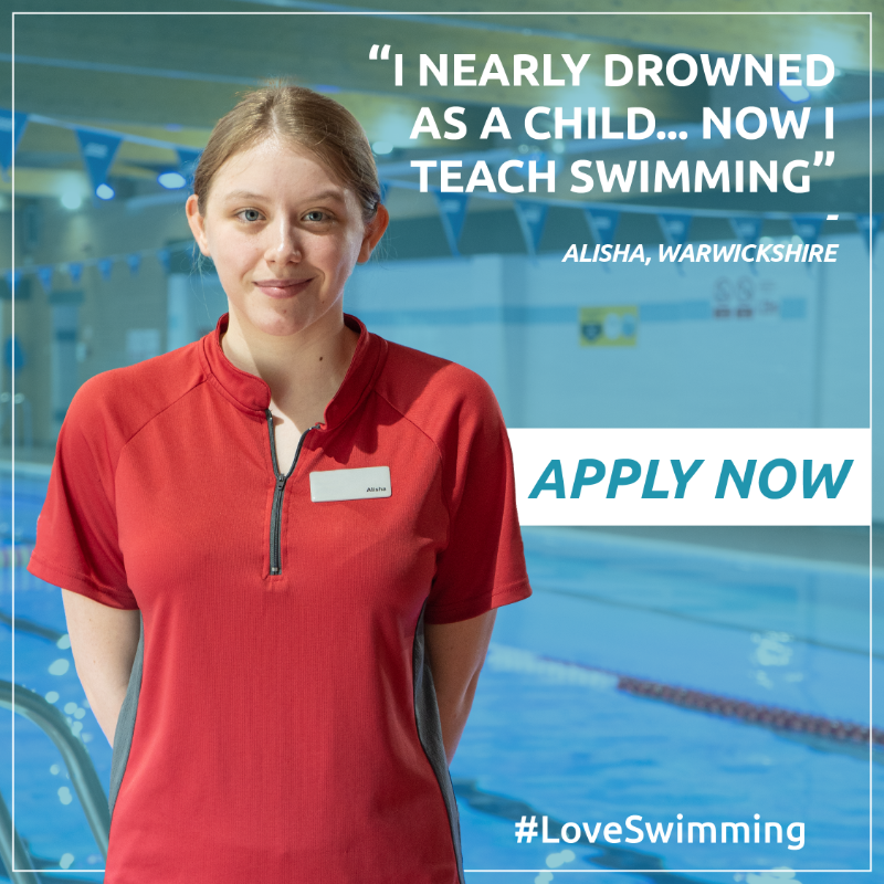 Swim_England's tweet photo. 🧑🎓 Student ➡️ Swimming Teacher 🏊
Alisha recommends becoming a swimming teacher to others, as you teach a skill that saves lives.
See the link below to find out more about becoming a #swimmingteacher 🔗
#LoveSwimming #watersafety #lifesavingskill #learntoswim