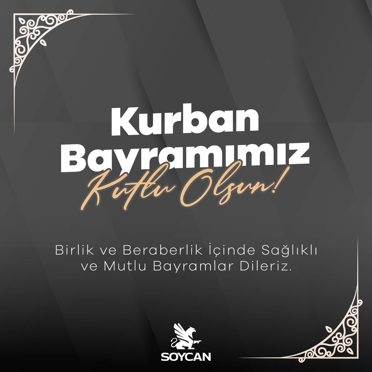 Birlik, beraberlik, saygı ve sevgi içinde kutlayacağımız bir bayram olması dileğiyle.
Kurban Bayramımız Kutlu Olsun!

#SoycanGroupOfCompanies #KurbanBayramı #Bayram #Birlik #Beraberlik