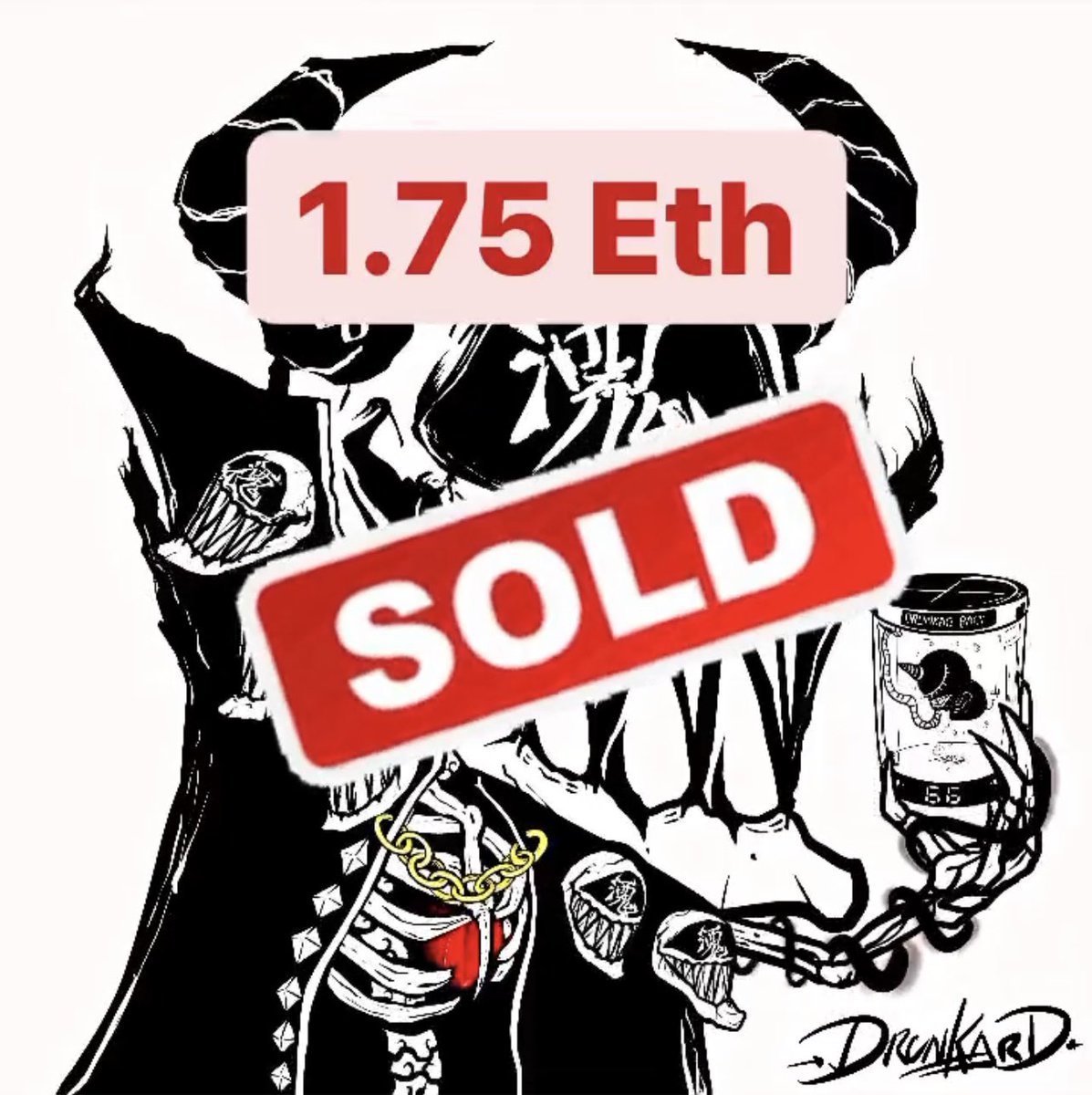 drunkard666666's tweet photo. Drunkard NFT 066 
1.75 Eth sold 🚀🚀🚀🚀🚀🚀
#nft #NFTCommunity #NFTartwork https://t.co/j4swqaW15L