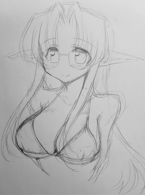 エネミア(うちのこ)をいつも通りな感じで描いておしごといってきますー。 