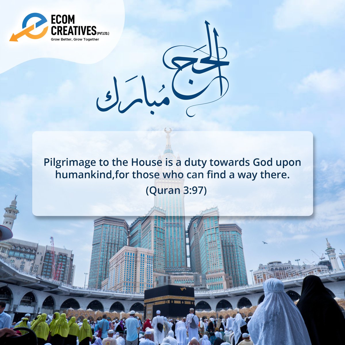CreativesEcom's tweet photo. May the pilgrimage of all Muslims chosen for Hajj this year be accepted by Allah, and it's blessings be shared by Muslim Ummah across the world. 
Ecom Creatives  wishes you all Hajj Mubarak!
#hajj2022 #HajjMubarak #ecomcreatives https://t.co/03cTJmFVdH