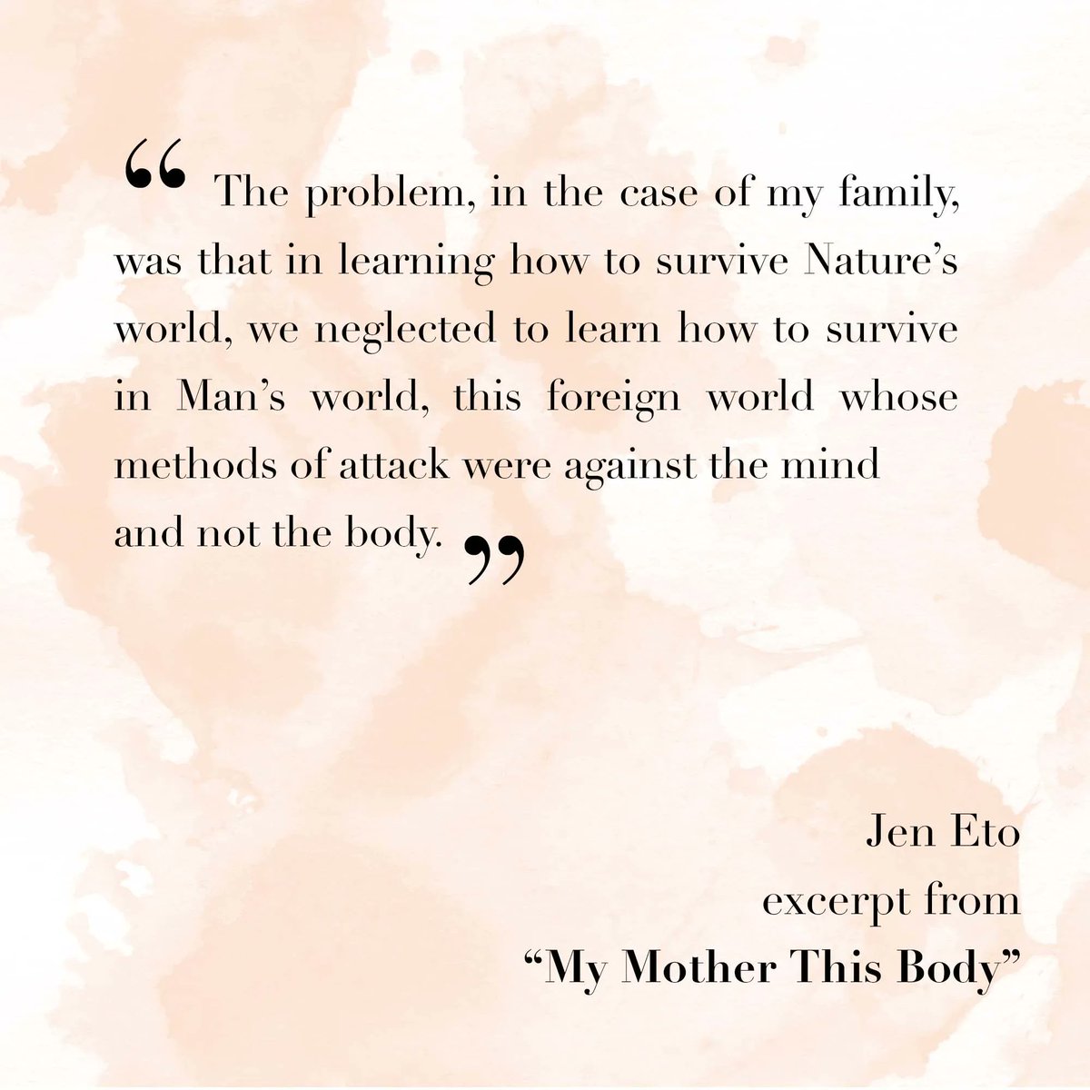 Here's another excerpt to keep you interested! This time, we're sharing a piece from Jen Eto's piece 'My Mother This Body', part of Epoch Issue 03: Roots! Grab a copy from our online shop linked below! We wish you a lovely weekend!
epochpress.org/shop/