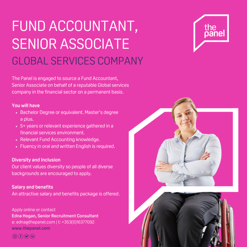 ThePanelDublin's tweet photo. Fund Accountant, Senior Associate (https://t.co/5or0nqKUaa) role is currently available with our client, a global services company.
For more information contact Edna at edna@thepanel.com
#jobfairy #fundaccountant #seniorassociate #accountant #financialservices https://t.co/KonscdaFCC