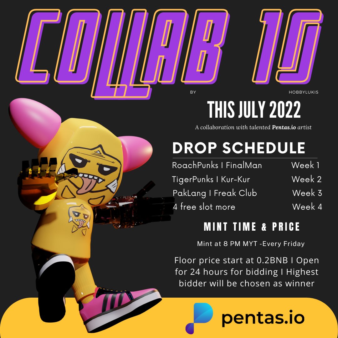 Pentasian's tweet photo. #pentasian! New #NFT by @LukisHobby
Link: https://t.co/qWzUQmm6SA
#NFTshill #nftdrop #NFTCommunity #bnb #Collab10 is commencing Tonight 2 artworks will be drop on @pentas_io , featuring our master @RoachPunks and sifu @a1ongAAF #Finalman at 8PM MYT. p/s… https://t.co/6ydLDt8ki6
