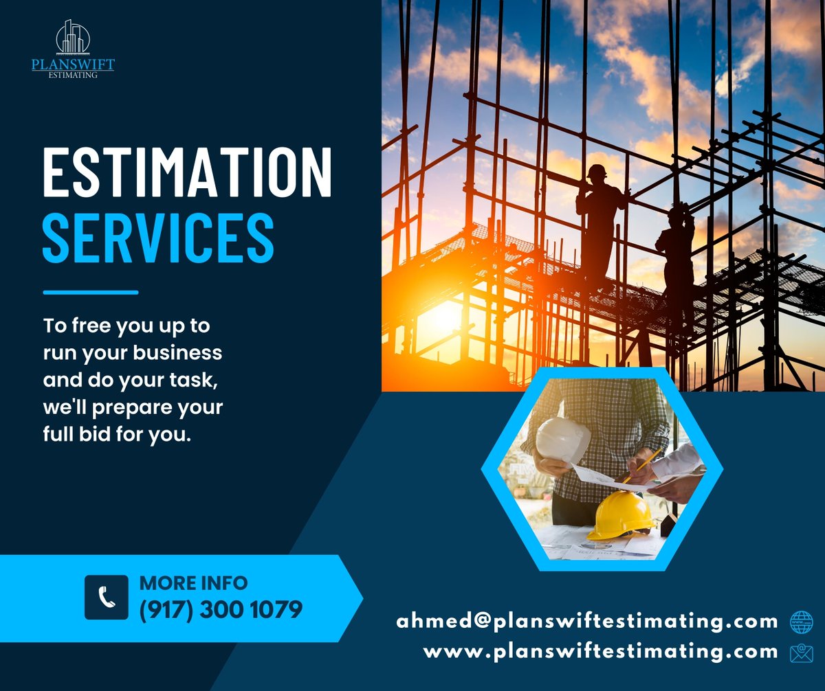 PlanSEstimating's tweet image. To free you up to run your business and do your task, we&apos;ll prepare your full bid for you.
Wanna Discuss Your Project?
Email: ahmed@planswiftestimating.com
Phone: +1 917 300 1079
.
.
.
#estimatingservices #quantitysurveyors #estimate #projectmanagement #contractor #construction
