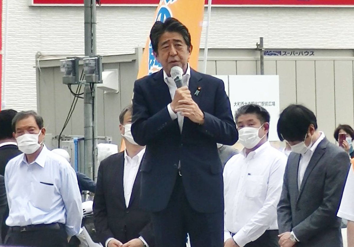 Chellaney's tweet image. The assassin of Shinzo Abe, the architect of the Quad and the author of the &quot;free and open Indo-Pacific&quot; concept, has ensured that Abe&apos;s legacy will live on forever. Abe, 67, was shot moments after this Kyodo picture was taken in the city of Nara. He died in hospital.