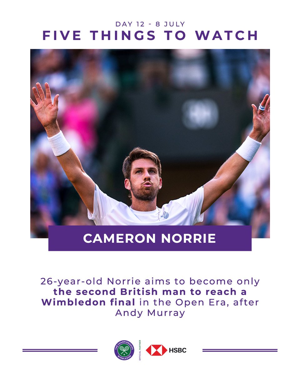 Wimbledon's tweet photo. Five things to watch on Day 12 (a thread) 🧵

Flying the flag for Great Britain 🇬🇧

#Wimbledon | @HSBC_Sport https://t.co/BrS2TFmy7Y