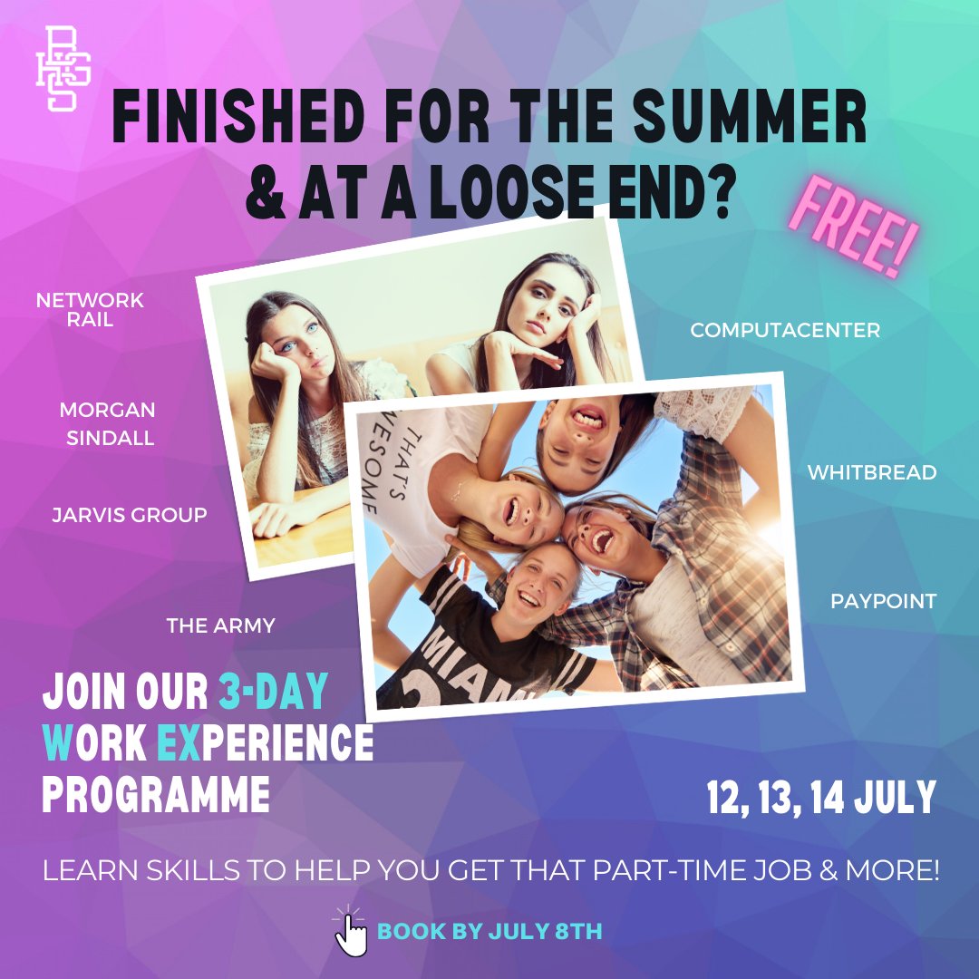 If you are a Year 11 pupil <a href="/BHGSchool/">BHGS</a>, this is your last chance to access this free 3-day work experience scheme. A big plus if you're after tips to secure that summer job! #bhgscareers  #workexperience