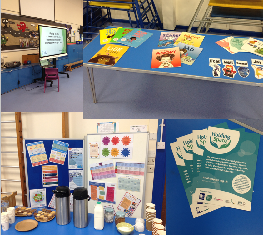 WillingdonPS's tweet photo. Our Mental Health and Emotional Wellbeing working party welcomed parents to see how we support children's mental health and share resources that can be used from home. Thank you @space_holding for donating your amazing information booklets. https://t.co/65PuHmwErf