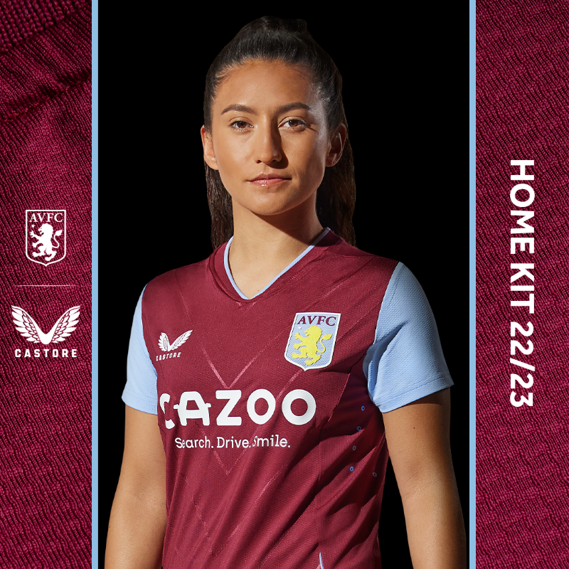 AVFCOfficial's tweet photo. Suits you, Villans. 👌

The new 2022/23 Aston Villa home kit will be available in-store at Villa Park from 8am on Saturday, July 9. 

Infant and baby kits are online pre-order only, click below for full details...