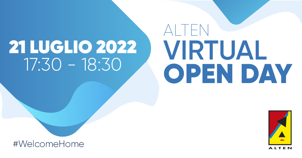 Vi siete già registrati al nostro ALTEN Virtual Open Day? 🤔

Noi siamo pronti, desiderosi di conoscerti e di aiutarti a raggiungere i tuoi obiettivi professionali 🚀

Tutte le informazioni e la registrazione --> bit.ly/3nxPXTW