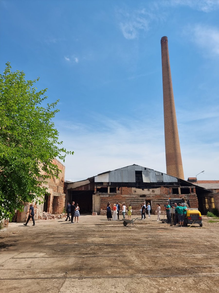 ICKosovo's tweet photo. Former brick 🧱 factory in #Prishtina will soon become a community hub for arts, education, ICT, entrepreneurial events and more. Powered by @ManifestaDotOrg @KPrishtines. ICK is a proud partner and today we're visiting the site with the Mayor @perparim_rama. #10ading https://t.co/xNRk2PHdYI