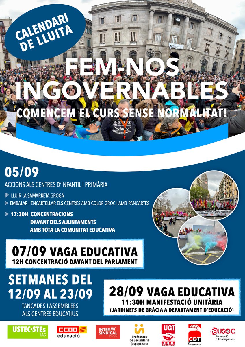 pedromercade's tweet photo. Ei @govern, no dieu que defenseu la sobirania del Parlament de Catalunya? 
Doncs ja trigueu a aplicar les mesures sobre educació que s'hi van aprovar ahir i que inclouen la reducció de l'hora lectiva a totes les etapes el proper curs. 
Això, o més #vagaeducacio des del setembre! https://t.co/RpAB4UfkRs