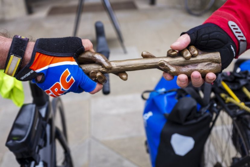 CathedralsCycle's tweet photo. Great to have Graham Rutt, author of cycling Britain’s Cathedrals returning to the CCR for the final leg @durhamcathedral  to @nclcathedral along with the @Breezedurham for the final day later this month - 17th July. Today the baton is on the road with team @pborocathedral 🚴‍♀️ https://t.co/HeaC6mccCS