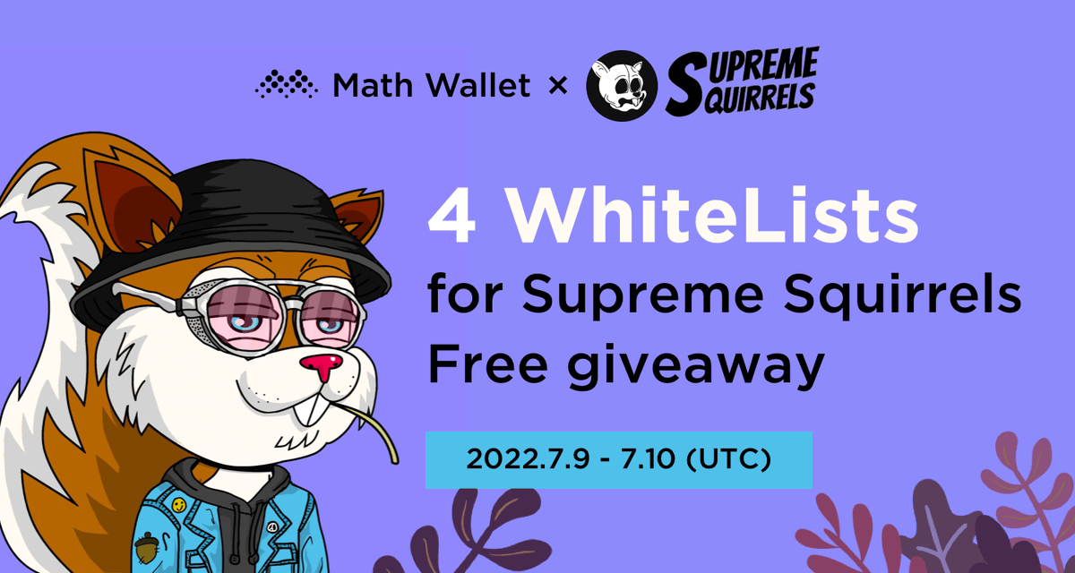 MathWallet's tweet photo. MathWallet x Supreme Squirrels Free Giveaway!

🎁4 Supreme Squirrels WLs

To enter:

❤️Follow @MathWallet &amp; @SprSquirrels 
🔄RT &amp; @ 3 NFT friends
✅Complete:https://t.co/XFnlKkq9BH

Giveaway powered by @Collectify_app
  
#Solana #Giveaway #NFT https://t.co/IUw5TCBEoe