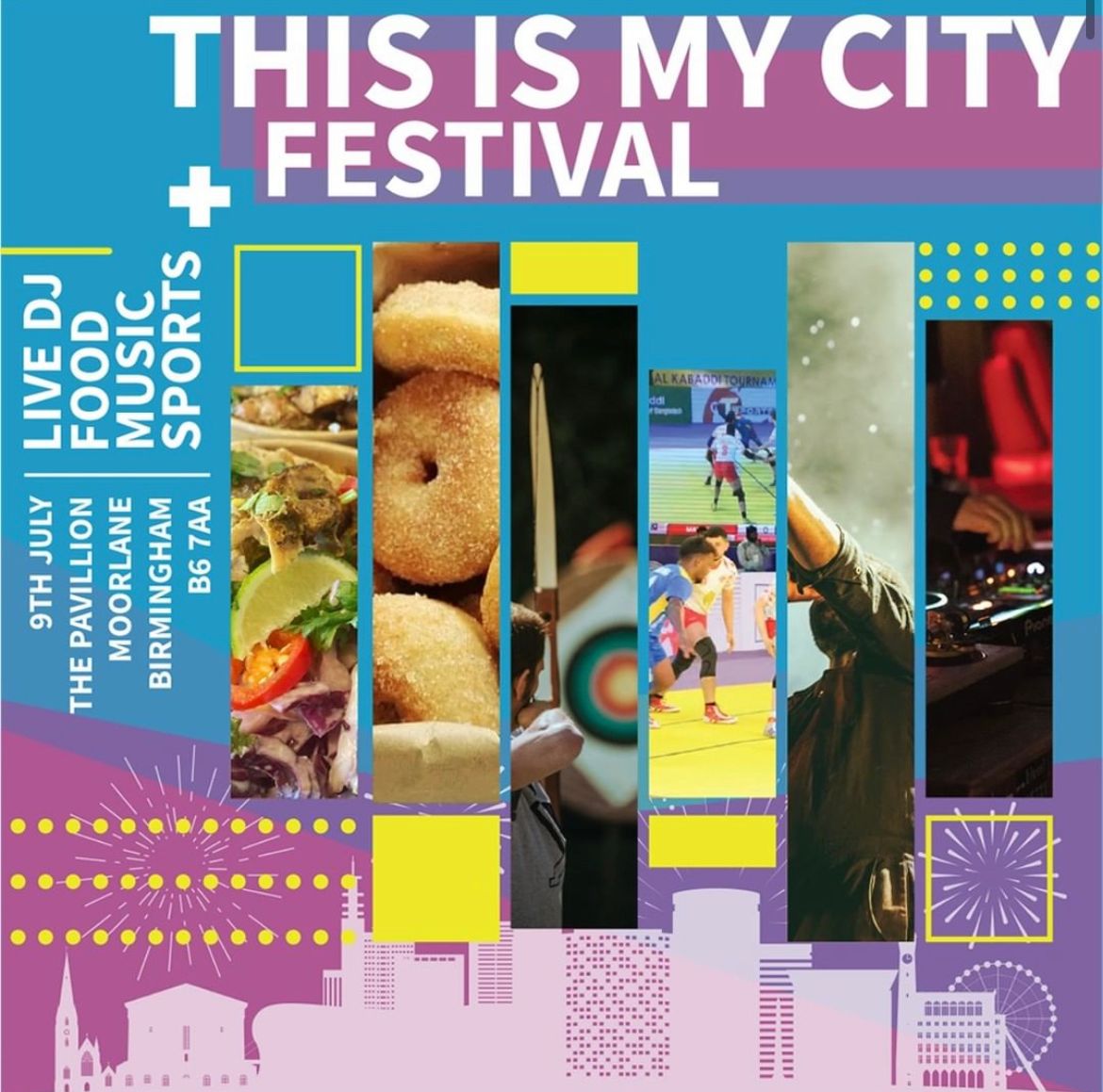 TODAY: This is My City Sports &amp; Cultural Festival <a href="/thisismycityuk/">This Is My City</a> 

Jul 9 at The Pavilion, Moor Lane
Jul 10 online "Celebrating the commonwealth community of Birmingham through food, sport, &amp; music."
Details: festival.thisismycitybham.org
#Birmingham