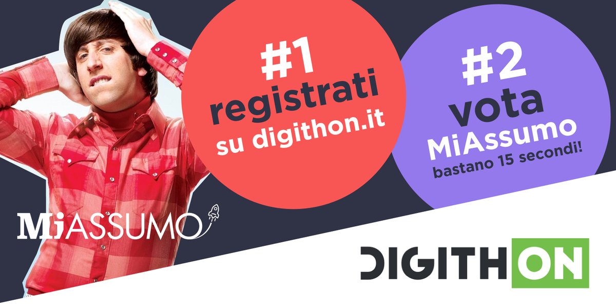 Attiva il cambiamento, fai vincere la @DigithON a <a href="/MiAssumo/">MiAssumo</a>.

#MiAssumo è l'innovativa piattaforma digitale dedicata all'orientamento scolastico che arriverà nelle scuole d'Italia a partire da settembre.  

A idearla ci siamo noi, il team di #paroleostili