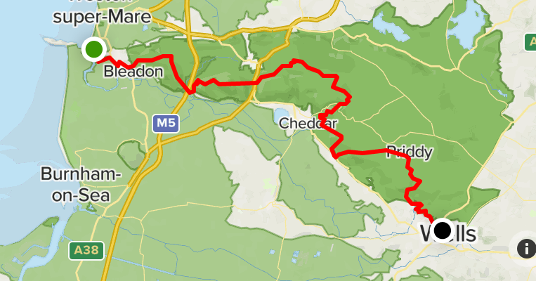 Summer Day Trip Idea #4 - The West Mendip Way.

This Way starts just outside of Wells Cathedral &amp; takes hikers along 30 miles of beautiful Somerset countryside, ending by Uphill Cliffs (if walking from Wells), just a short walk from Weston Super Mare beach.
