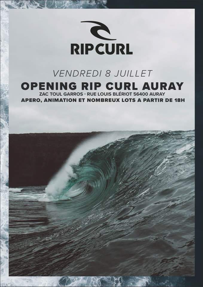 📢​ Avis aux amateurs de glisse
Nos amis brestois <a href="/ripcurl/">Rip Curl</a>  et Swell Addiction ouvrent leur nouveau surf shop à AURAY ce vendredi 🌊​
Nous leur souhaitons une belle ouverture !
#surf #ripcurl #auray #bretagne #ouverture