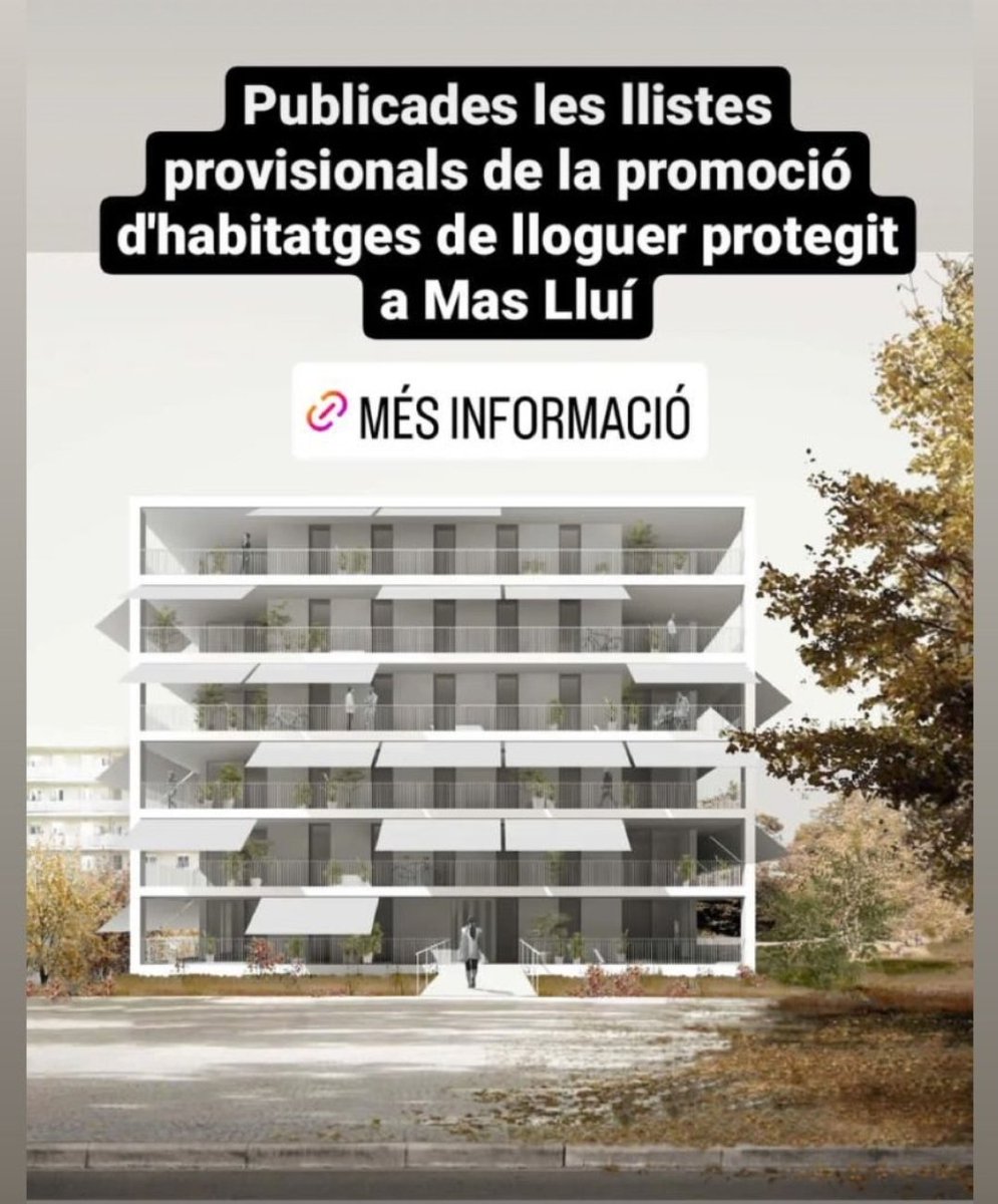 KikoFerrer2023's tweet photo. Publicades les llistes provisionals de la promoció d’habitatge de lloguer protegit a #MasLluí, #SantJust
❗️Consulteu bé la llista. Es poden fer al·legacions fins al 21 de juliol.
@santjustcat #promunsa
@Centrem_ https://t.co/h3fa8pHRqn