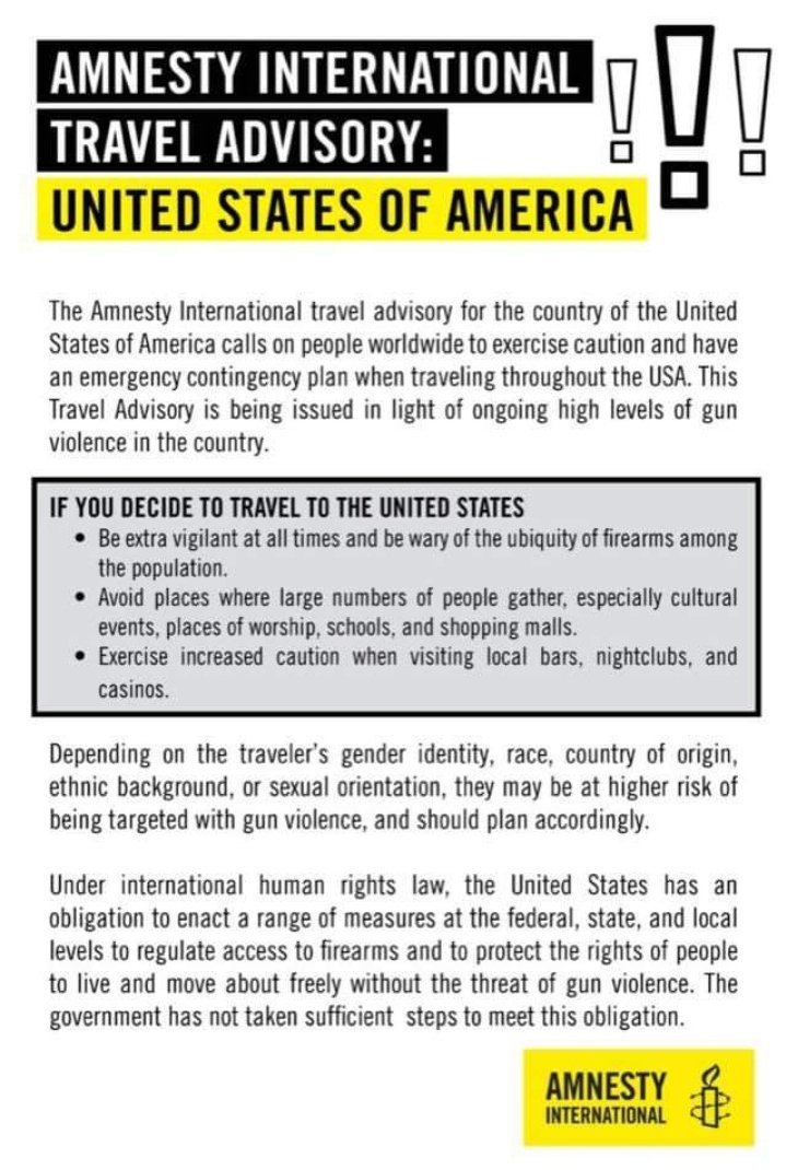 Amnesty International just announced us as a shithole country.