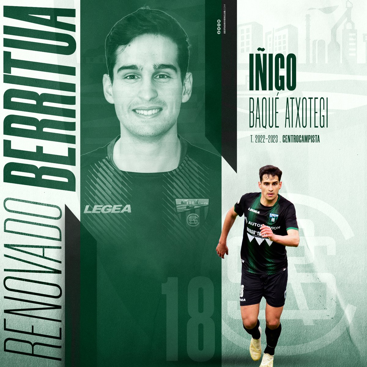 ✍️ OFICIAL | 𝗜𝗻̃𝗶𝗴𝗼 𝗕𝗮𝗾𝘂𝗲́ renueva con el Sestao River Club.

🔗👉 bit.ly/Baqué_renov

𝗔 𝗽𝗼𝗿 𝗹𝗮 𝘀𝗲𝗴𝘂𝗻𝗱𝗮!! 🔥🟢⚫