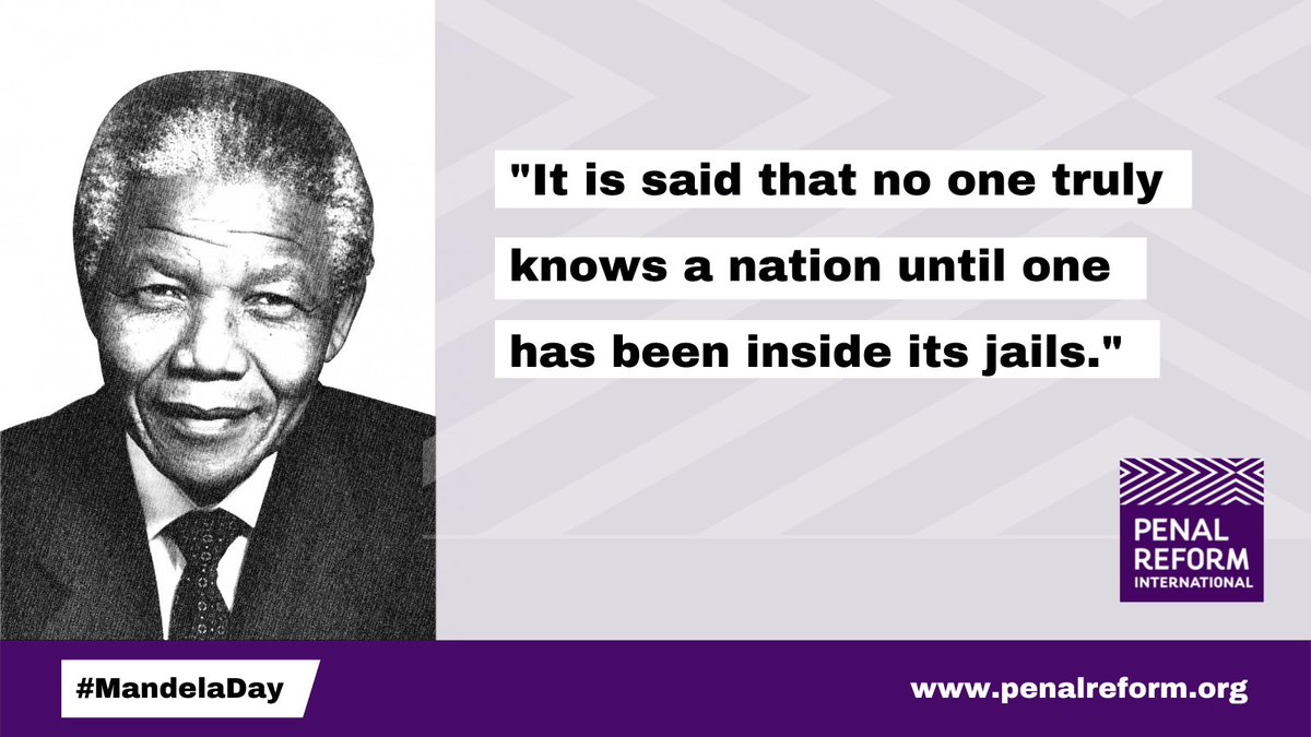 “It is in your hands to create a better world for all who live in it” 

18 July is Nelson #MandelaDay. The Nelson #MandelaRules named in his legacy set out the Standard Minimum Rules for the treatment of prisoners. 

Learn more: penalreform.org/issues/prison-… #DignityUnlocked