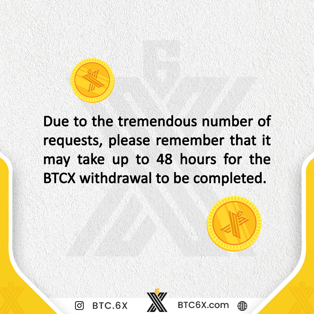 PurcowExchange's tweet photo. HOW LONG DOES BTCX WITHDRAWAL TAKE?
Due to the tremendous number of requests, please remember that it
may take up to 48 hours for the BTCX withdrawal to be completed. #btcx #withdraw https://t.co/OcpNPlveA2