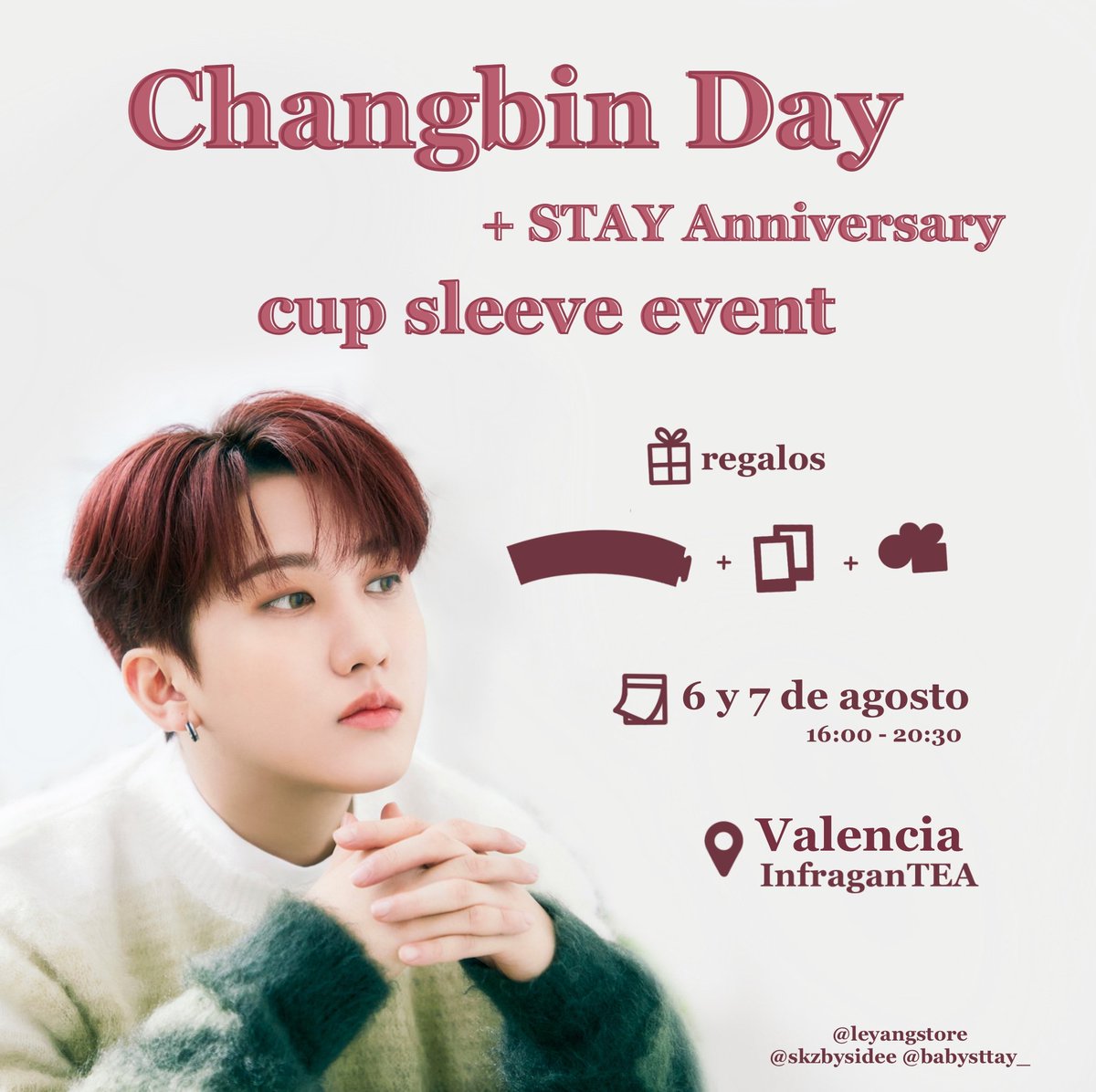skzbymyside's tweet photo. ¡STAY DE VALENCIA!

@babysttay y yo hemos organizado un segundo evento, esta vez para celebrar el cumpleaños de Changbin ^^

¡Y podréis tomaros un Bubble Tea fresquito🧋 y llevaros unos regalos con vuestra consumición!

#Changbinday #skz #StrayKids https://t.co/UAkebvMkJd