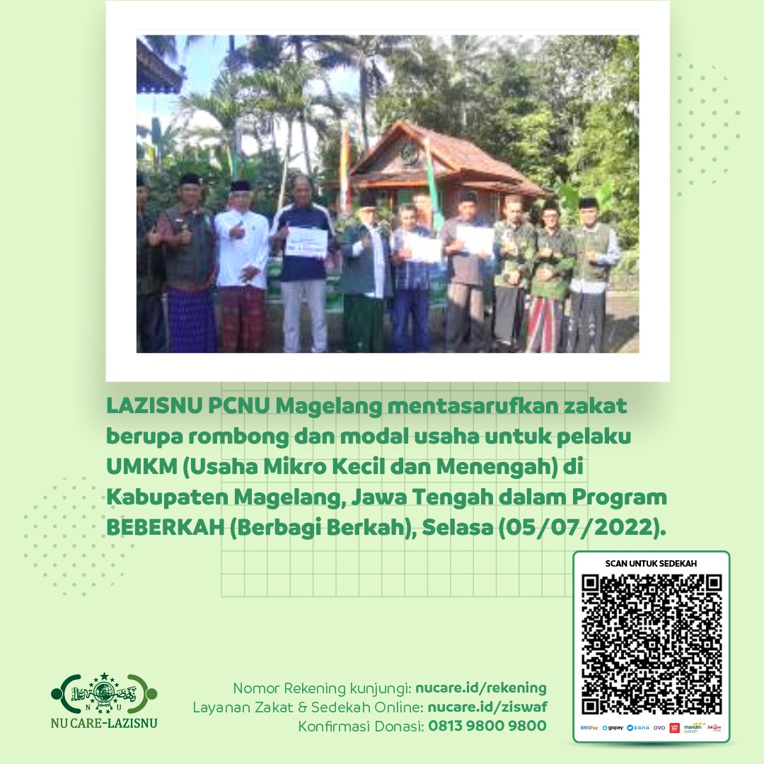 nucare_lazisnu's tweet photo. Semoga bantuan tersebut dapat menjadi berkah untuk saudara kita yaaa. Bagi #SahabatPeduli yang ingin turut berdonasi untuk LAZISNU PCNU Magelang dapat menyalurkannya melalui:
BRI 0048 01 001572 301
an. NU CARE LAZISNU PC
Narahubung 081326001926
#NUCare #LAZISNU #BEBERKAH #UKMK https://t.co/JRt7C8lmVR