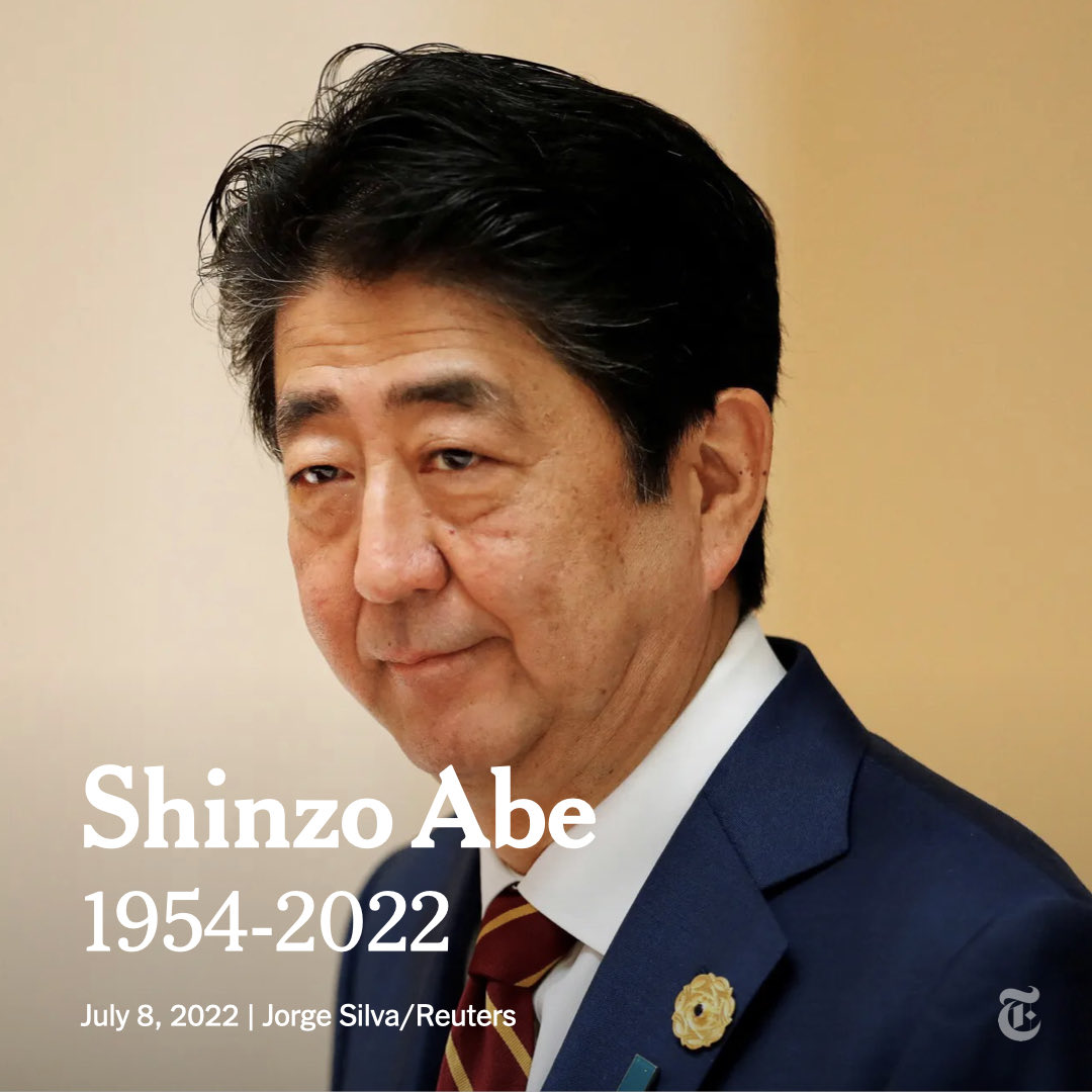 This is an horrendous crime in a country with next to no gun violence. Vale Shinzo Abe.