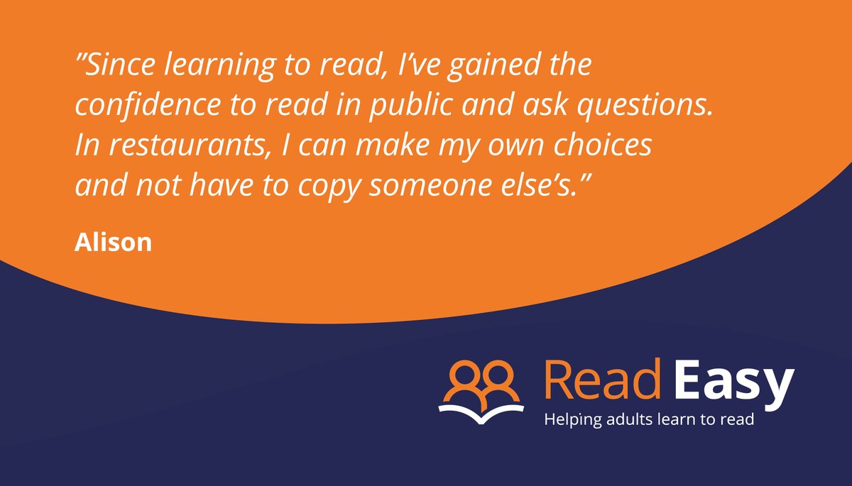 ReadEasyUK's tweet image. Learning to read can have a truly transformational impact for people who previously struggled with everyday tasks.

This #FeelGoodFriday read Alison's story to see how support from Read Easy has changed her life:
readeasy.org.uk/success-storie…
