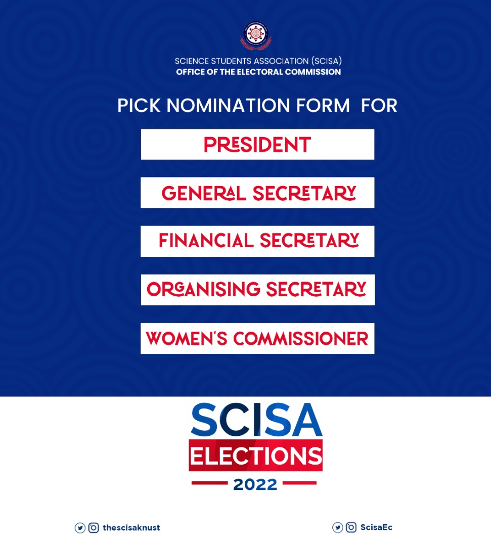 ScisaEC's tweet photo. The election purposed to vote in association executives for the 2022/2023 academic year draws nigh, and it is a pleasure to bring to the notice of all, the portfolios available for nomination. Do pick a form if you are interested in and eligible for any of the portfolios. https://t.co/QH9HgWtYZj