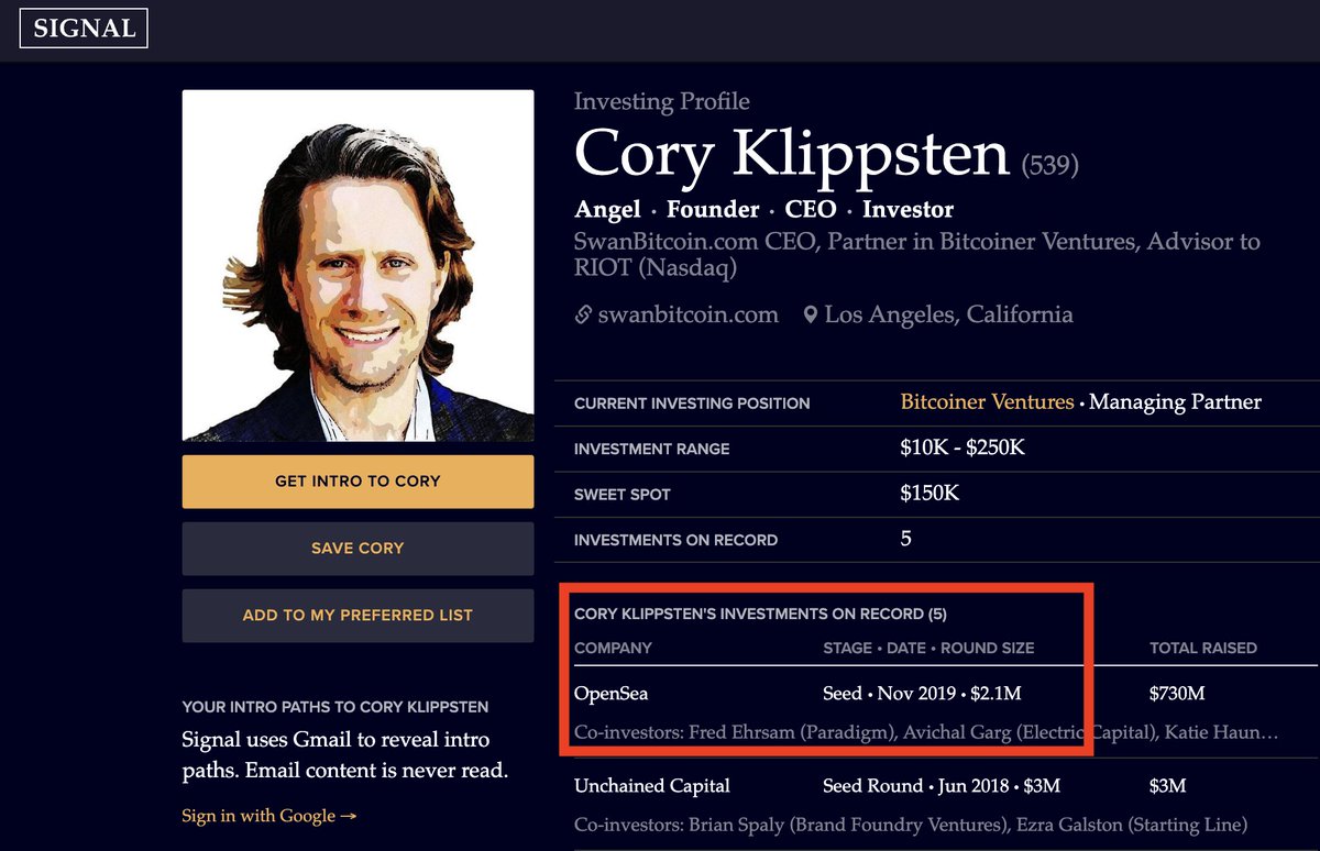 SwanBitcoin founded Jun 2019
OpenSea investment Nov 2019

Must have been a temporary relapse back to "shitcoining" and I'm sure he checked himself into rehab for it