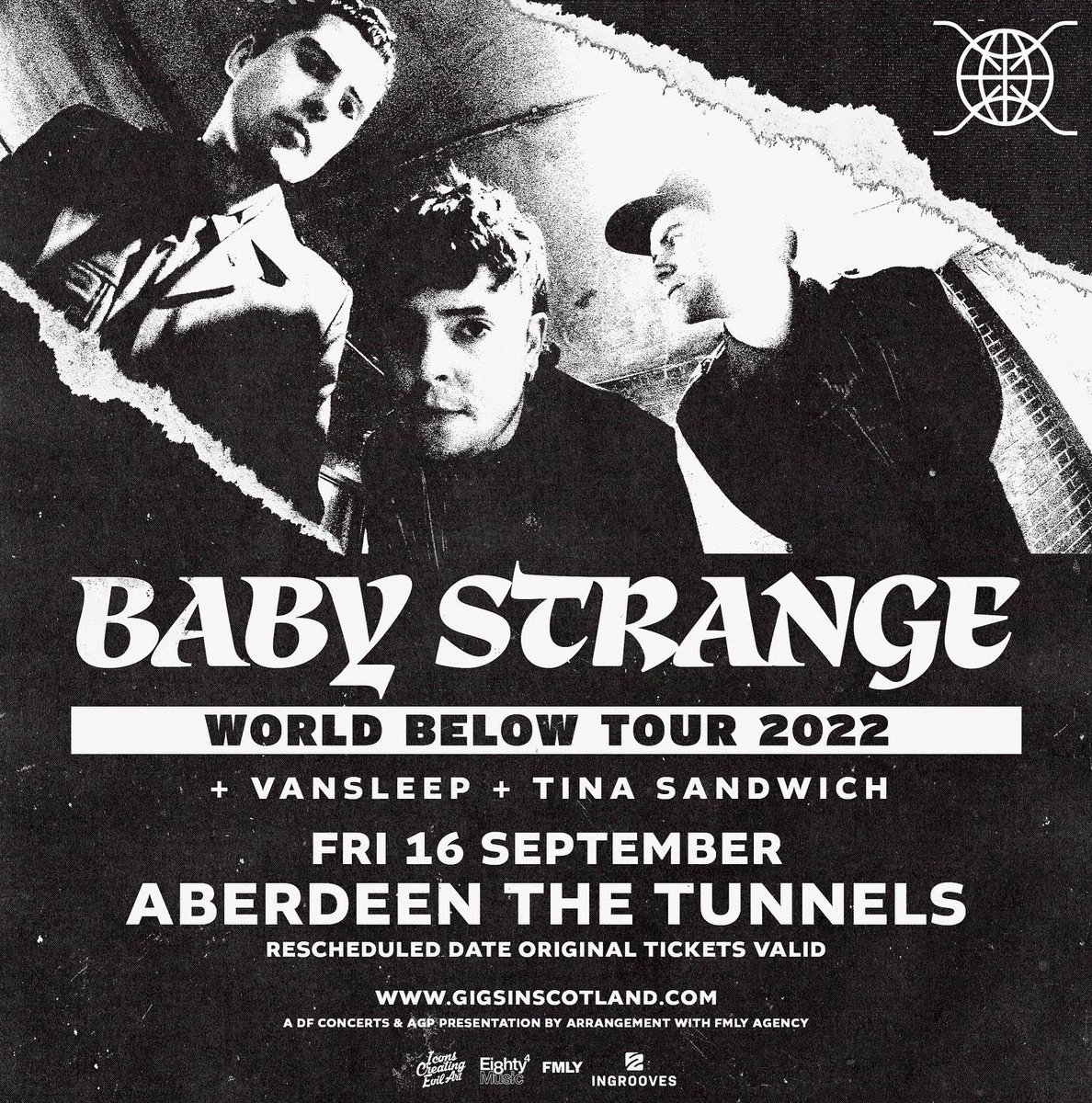 agpaberdeen's tweet photo. 𝙊𝙉 𝙎𝘼𝙇𝙀 𝙉𝙊𝙒 

@BABYSTRANGEX play @thetunnelsab on Friday 16 September, joined by @vansleepuk &amp; @tina_sandwich 

𝙏𝙞𝙘𝙠𝙚𝙩𝙨 𝙃𝙚𝙧𝙚 🎟 https://t.co/JSa7xO68bc (14+) https://t.co/Zz7sQZ6PyK