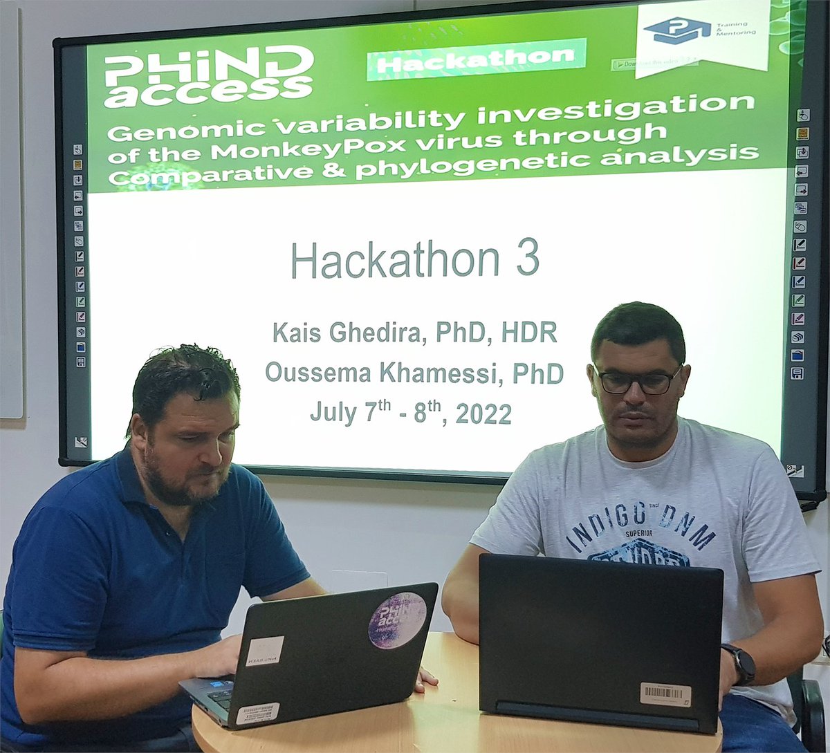 <a href="/PHINDaccess/">PHINDaccess</a>  #hackathon "#Genomic #variability investigation of the #MonkeypoxVirus  through Comparative and #phylogenetic analysis" 🐒🔬
July 7th-8th, 2022 at the <a href="/Pasteur_Tunis/">Institut Pasteur de Tunis 🇹🇳 معهد باستور تونس</a>