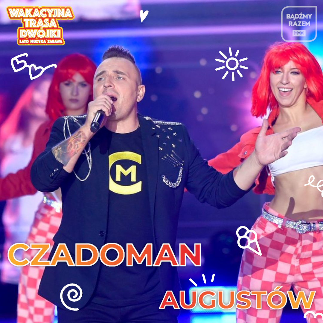 TVP's tweet photo. Najgorętsze gwiazdy tylko na #WakacyjnejTrasieDwójki 🏖 już w niedzielę na augustowskiej scenie zobaczycie: #Bayera #Czadoman #JoannaMoro #Masters 🔥
#BądźmyRazem o 21:00 w #TVP2 🤩 https://t.co/jhhpPiFEi4