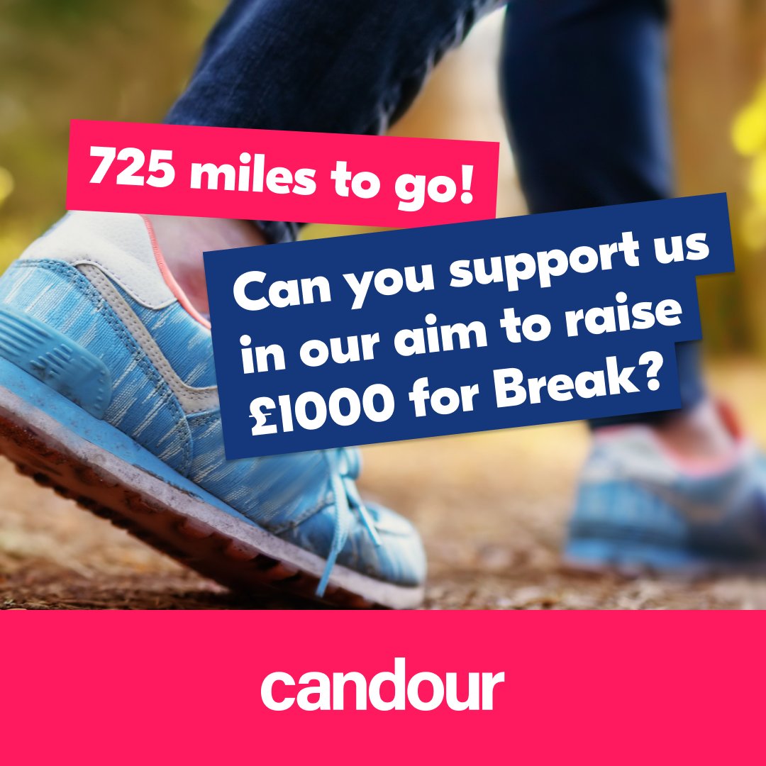 candouragency's tweet photo. After 1 week we've walked & ran 275 miles🏃(as if we'd gone to Cologne!) and raised £155 for @break_charity.
Thanks for your support, we'll be pushing ourselves even harder in week 2 with some 🎶musical motivation🎶
#GoTeamBreak #1000milechallenge
https://t.co/dBYuh0lkh4 https://t.co/194prz4wjO