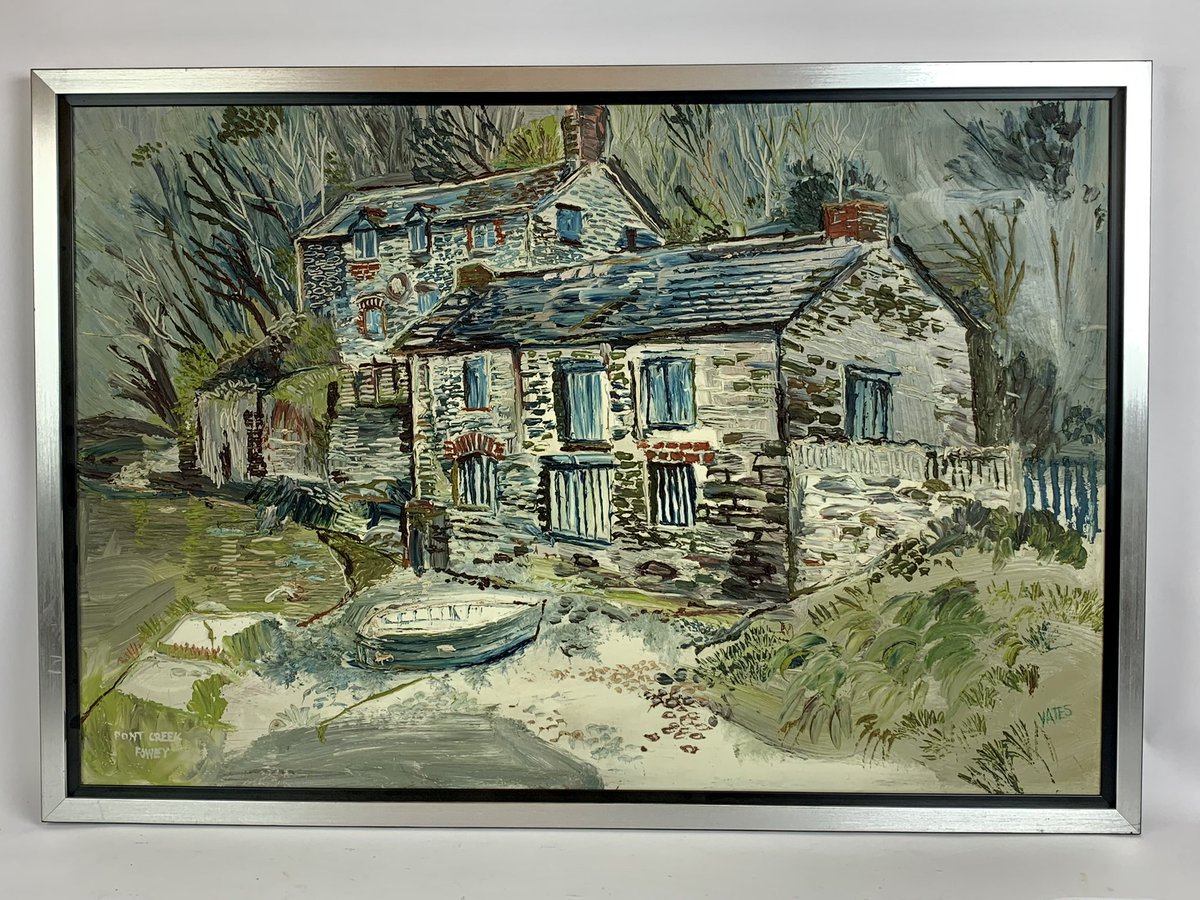 NickHallFineArt's tweet photo. Two cool #ModernBritish #paintings consigned: #FredYates (1922-2008)
‘Bearded Angels’, oil on canvas, 45cm x 60cm and ‘Pont Creek, Fowey’, oil on board, 60cm x 90cm 🖼 
@BentleysKent August 8th https://t.co/fJlzgAkNZy