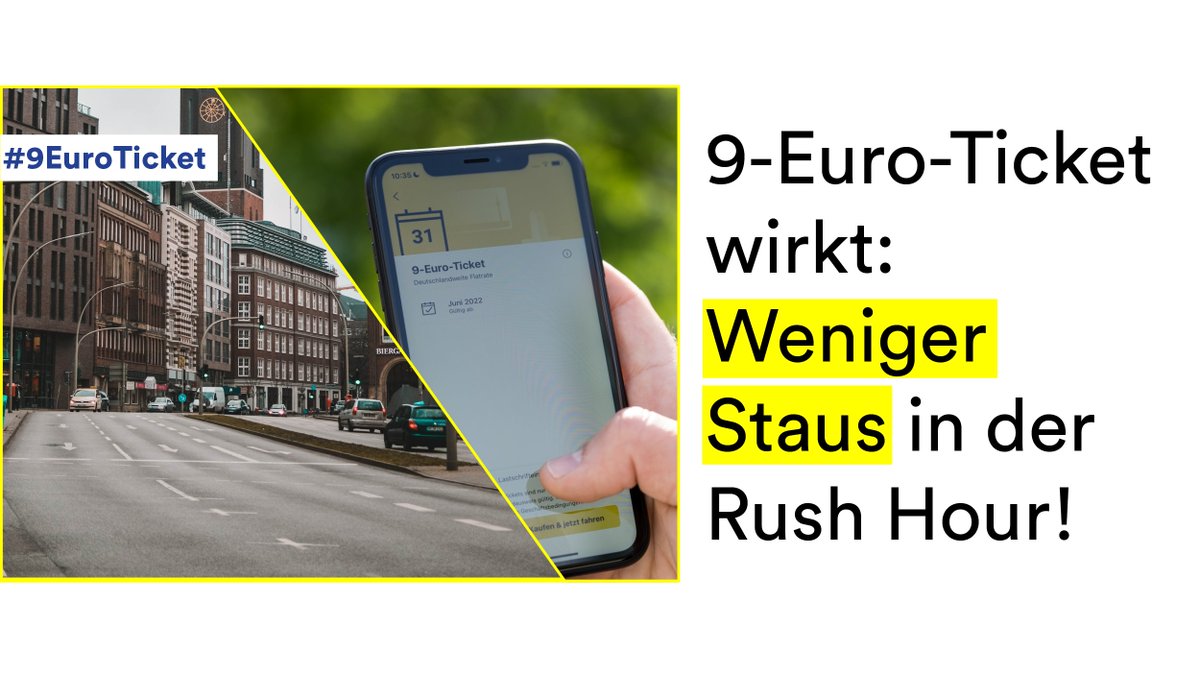 Seit der Einführung des #9EuroTicket​s hat sich der Stau in 23 von 26 untersuchten Städten reduziert – das zeigt eine Analyse des Verkehrsdatenspezialisten Tomtom.
Besonders stark fiel die Verbesserung in Hamburg aus: Hier sank das Stauniveau sogar um 20 Prozent!