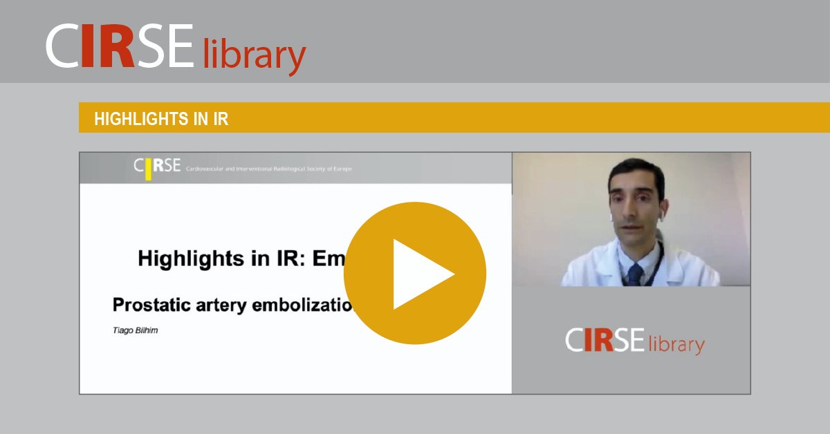 cirsesociety's tweet photo. Check out this month's instalment of the new CIRSE Library series Highlight in IR: an interesting case of #ProstateArteryEmbolisation presented by @TiagoBilhim: https://t.co/lfejcoWyr4 https://t.co/JXXtH1ixuX