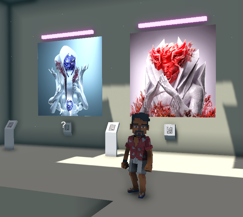 eding_h's tweet photo. @TheSandboxGame @MOCDA_ I just participated in the #TheSandbox weekly contest for a chance to win 200 mSAND! Here is my favorite piece from the ‘Impossible Worlds’ exhibition, check out my screenshot below!
👇 https://t.co/kouj8lL4Hs