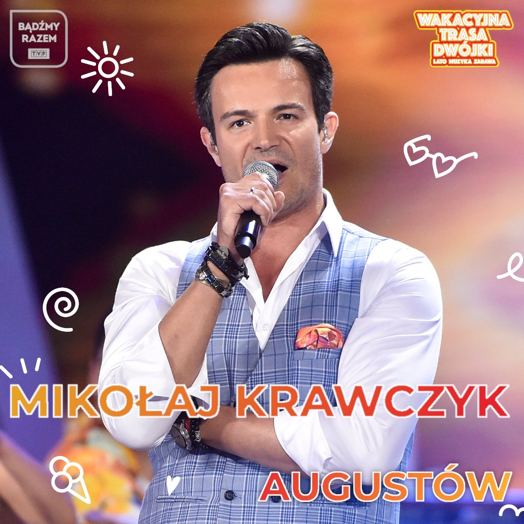 TVP's tweet photo. 𝗔𝗨𝗚𝗨𝗦𝗧𝗢𝗪𝗦𝗞𝗔 𝗡𝗢𝗖 z gwiazdami #WakacyjnejTrasyDwójki 🏖 Już w niedzielę wystąpią https://t.co/5LT9nJm6Ux.: #TreVoci #GolecuOrkiestra #MikołajKrawczyk #Senhit 🤩 #BądźmyRazem o 21:00 w #TVP2 🧡 https://t.co/IiwV522ZVi