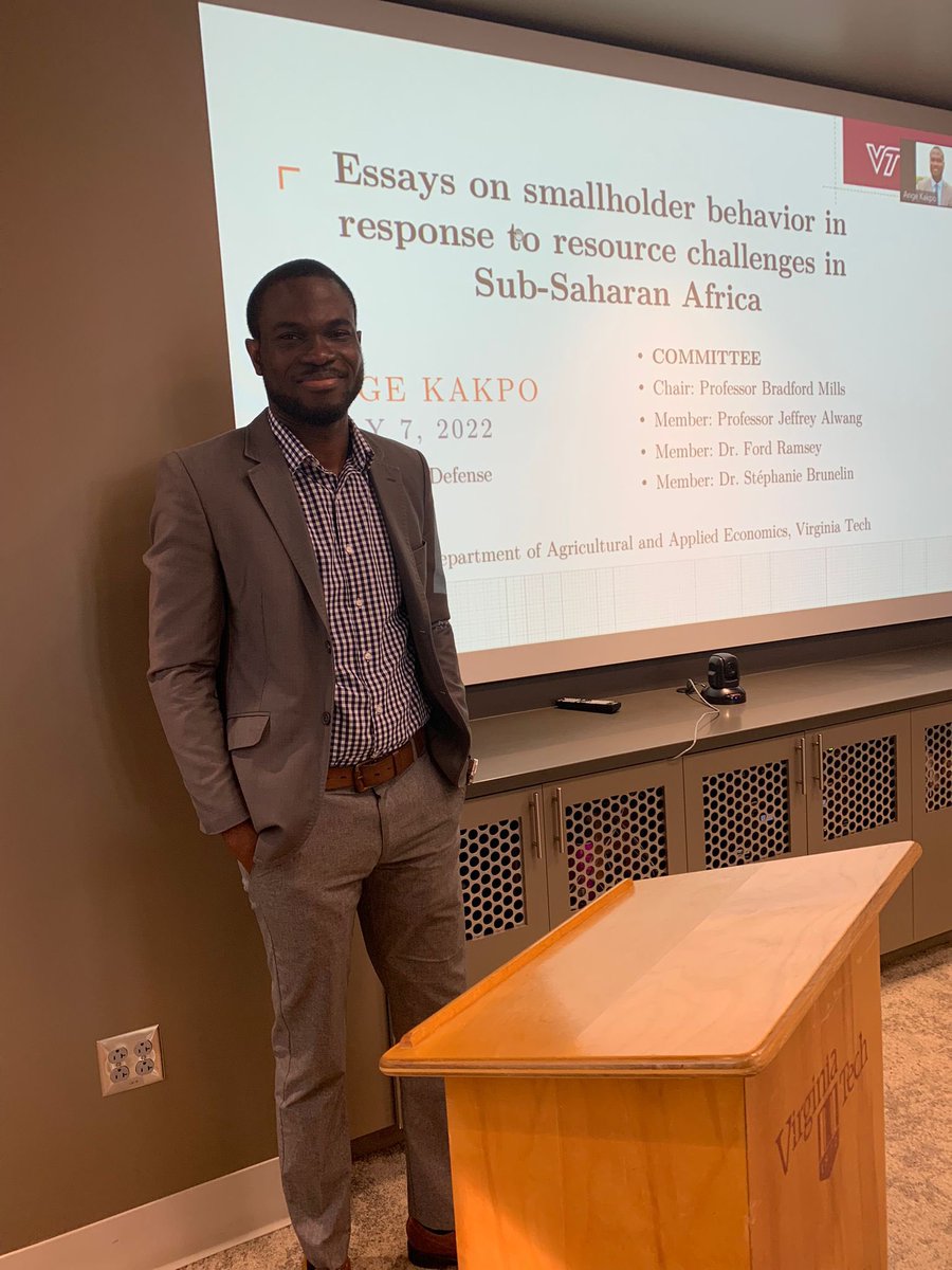 Such a great feeling to have passed my dissertation defense yesterday. Incredibly grateful to my advisors, family, faculty, and fellow students who have supported me through the process @VTAgEcon