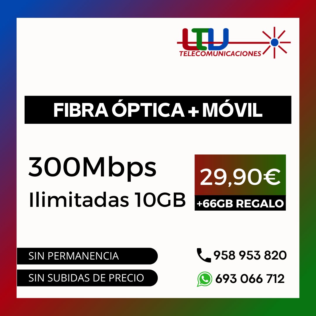 LtvTelecom's tweet image. 😎Vente ahora y te regalamos 66GB🎁
La mayor velocidad de fibra óptica en el Valle de Lecrín al mejor precio
¡Llegamos donde otros no llegan!
◼️Sin coste de instalación
◼️Sin permanencia
◼️Sin subidas de precio
Más info y contratación:
☎️ 958 953 820
lecrintv.com