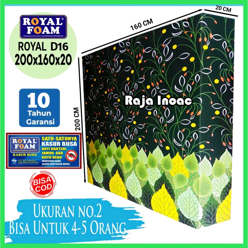Cek [200x160x20] Kasur Busa Royal No 2 Tebal 20 cm / Kasur Royal Foam Garansi 10 Thn / Kasur Murah Royal dengan harga Rp1.100.000. Dapatkan di Shopee sekarang! shope.ee/8ep1NHt66z
