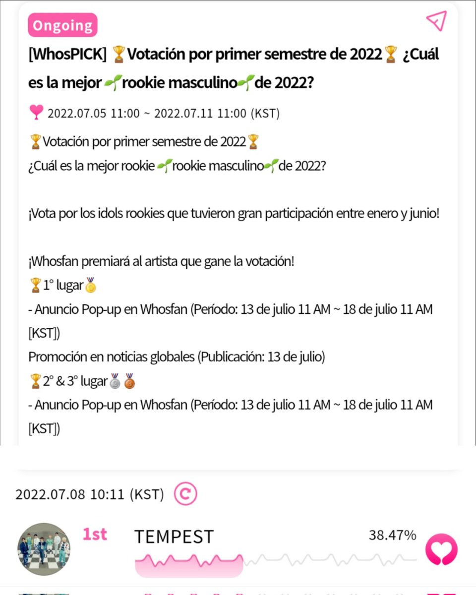 TPSTLATAM's tweet image. [🗳] TEMPEST WHOSFAN

RECUERDEN IR A VOTAR HOY A WHOSFAN, PORFAVOR VAYAN A CREARSE UNA CUENTA Y VOTEN POR TEMPEST

LINK DE LA VOTACIÓN
link.whosfan.io/EVENT/VFZDV3F6…

CODIGO DE INVITACIÓN: VPW26045

#TEMPEST #TPST #템페스트
@TPST_twt @TPST__official