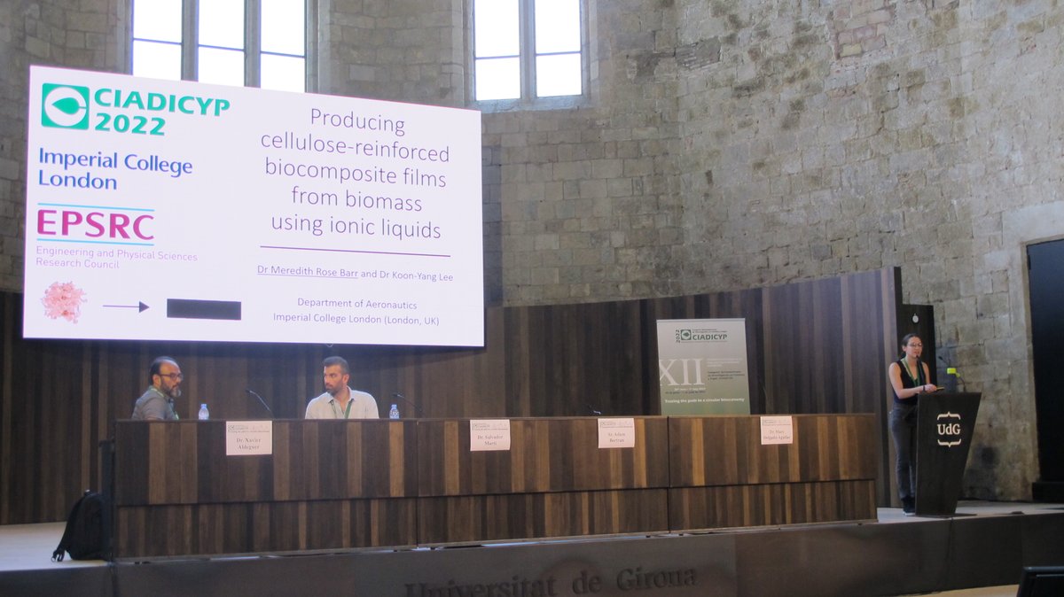 Mez_theEngineer's tweet photo. I had a great time presenting my work on recomposing wood #waste with ionic liquids @aeroimperial and my collaboration on #biochar #wastewater filtration with @KCLcancer_pharm &amp; @ImperialSPH at #ciadicyp2022 in Girona 🇪🇸 Thanks @marc_delgado for hosting this fantastic conference! https://t.co/UXdiFwg0ho