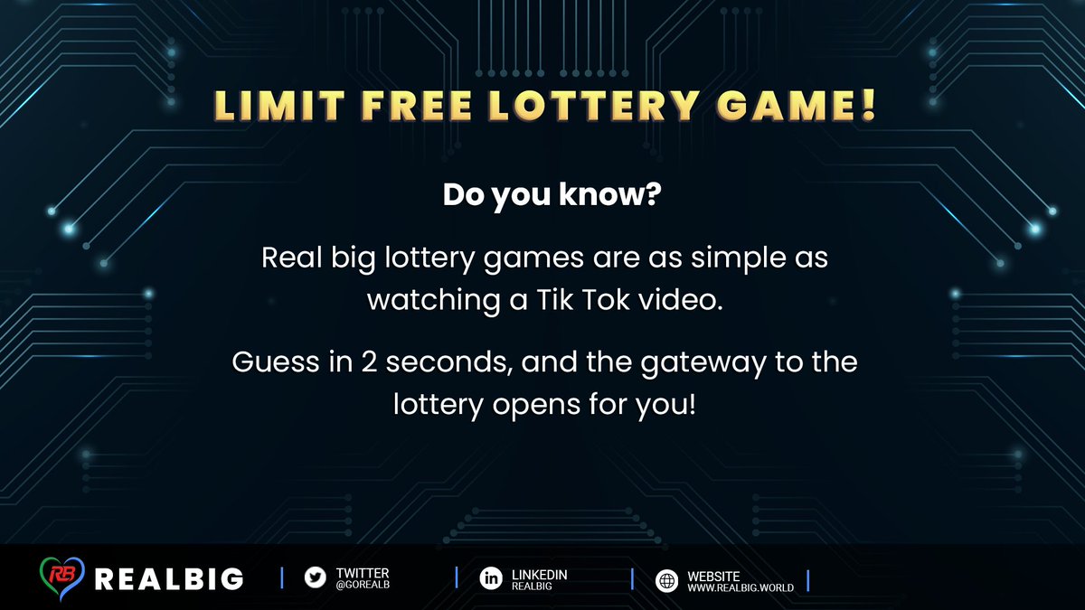 Be quick to be a part of the RealBig platform to start your passive income as a maximum of 70 NFT owners representing one player in our virtual league can earn an average of $10-20k monthly passive income.

Enroll now in the Exclusive lottery game #RealBIg 

#NFT #realb #Web3