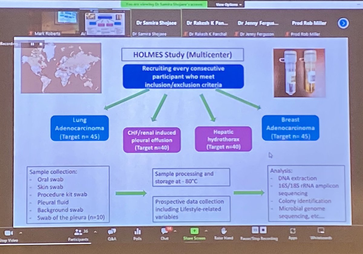 eihab_bedawi's tweet photo. A real treat to hear from @samirashojaee presenting pilot data and progress on the HOLMES study - identifying pleural microbiome signatures in the MPE and non-MPE pleural space #PRD2022 @UKPleura @PleuralResearch https://t.co/eCSbVCCPU7